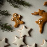 brown star shaped cookies on white and green leaves